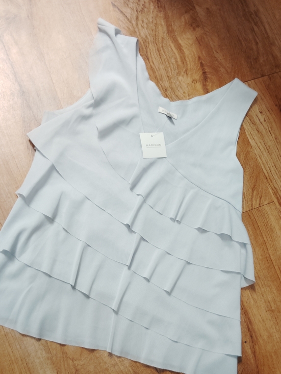 Madison Tops - Madison Pale Blue Ruffle V-Neck Camisole